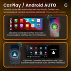 Multimidia 1DIN Tela 6.86" com Apple CarPlay e Android Auto Sem Fio, Bluetooth e USB