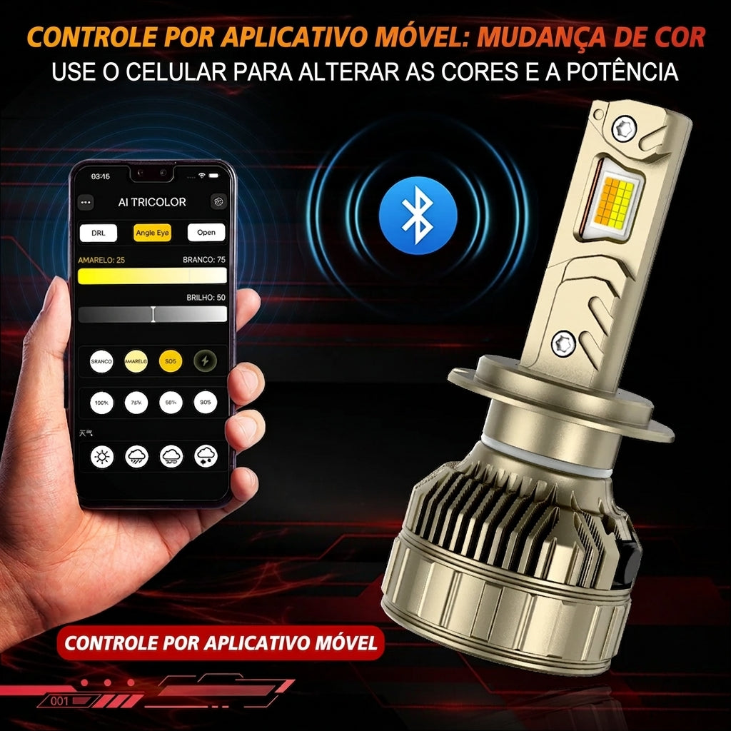 Kit Super LED Automotivo Dual Color Controle por App