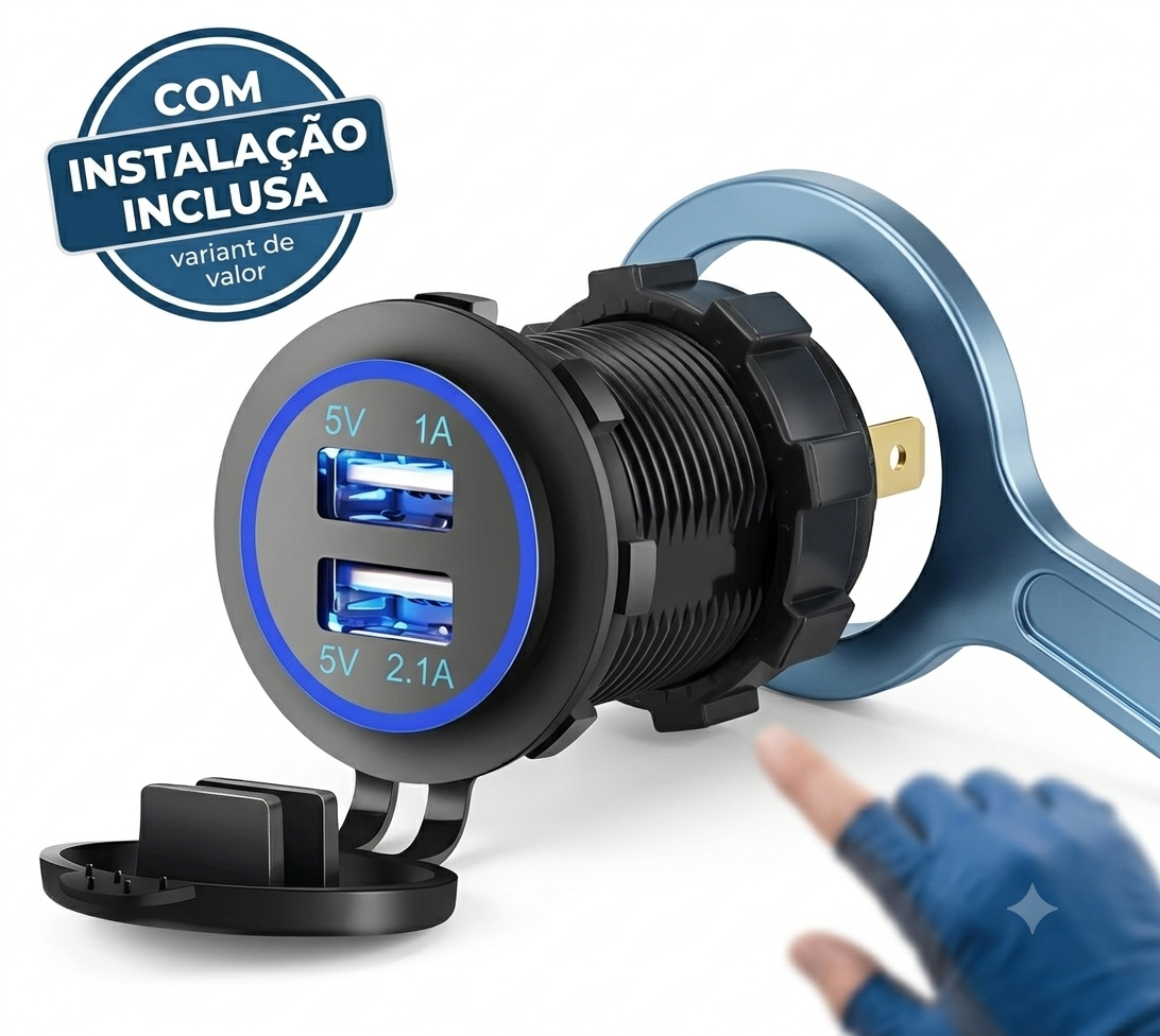 Tomada Carregador USB Veicular | Carregamento Rápido