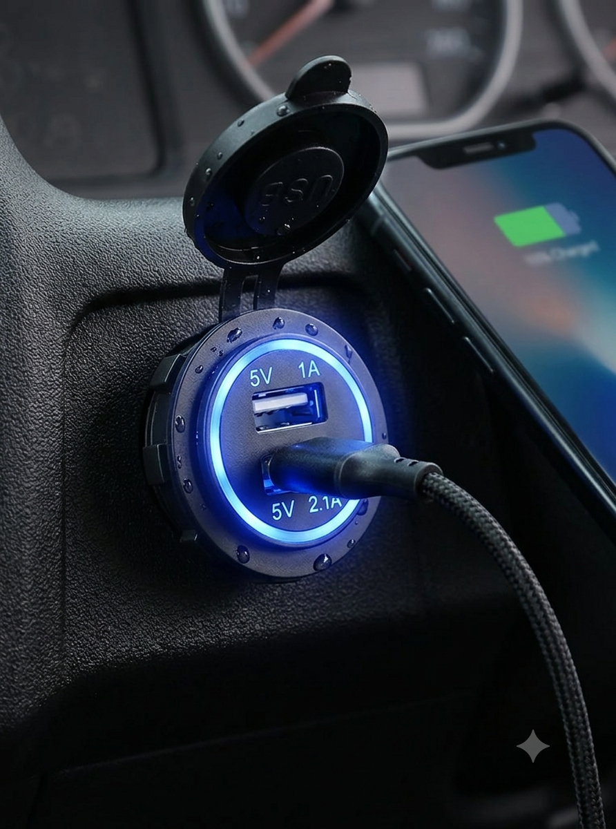 Tomada Carregador USB Veicular | Carregamento Rápido