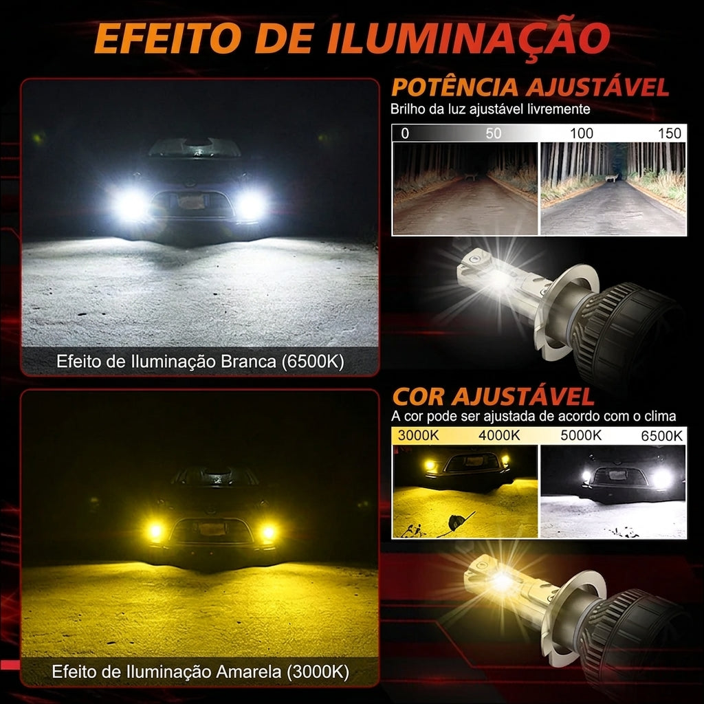Kit Super LED Automotivo Dual Color Controle por App