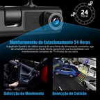 Dashcam Veicular Tripla 1080P Full HD – Grava Frente, Interior e Traseira com Visão Noturna e Gravação em Loop