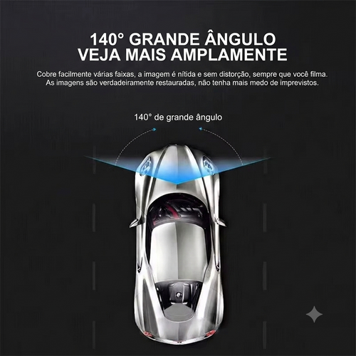 Dashcam Veicular Tripla 1080P Full HD – Grava Frente, Interior e Traseira com Visão Noturna e Gravação em Loop