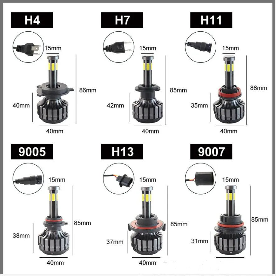 Par de Lâmpadas LED 360 Graus 3D 6 Lados COB 110W 12V 24V Ultra Led Automotivo Carro e Caminhão