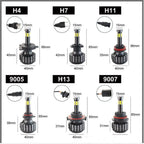 Par de Lâmpadas LED 360 Graus 3D 6 Lados COB 110W 12V 24V Ultra Led Automotivo Carro e Caminhão