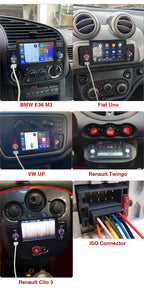 Central Multimídia Universal 1DIN Tela Flutuante Touch - CarPlay e Android Auto